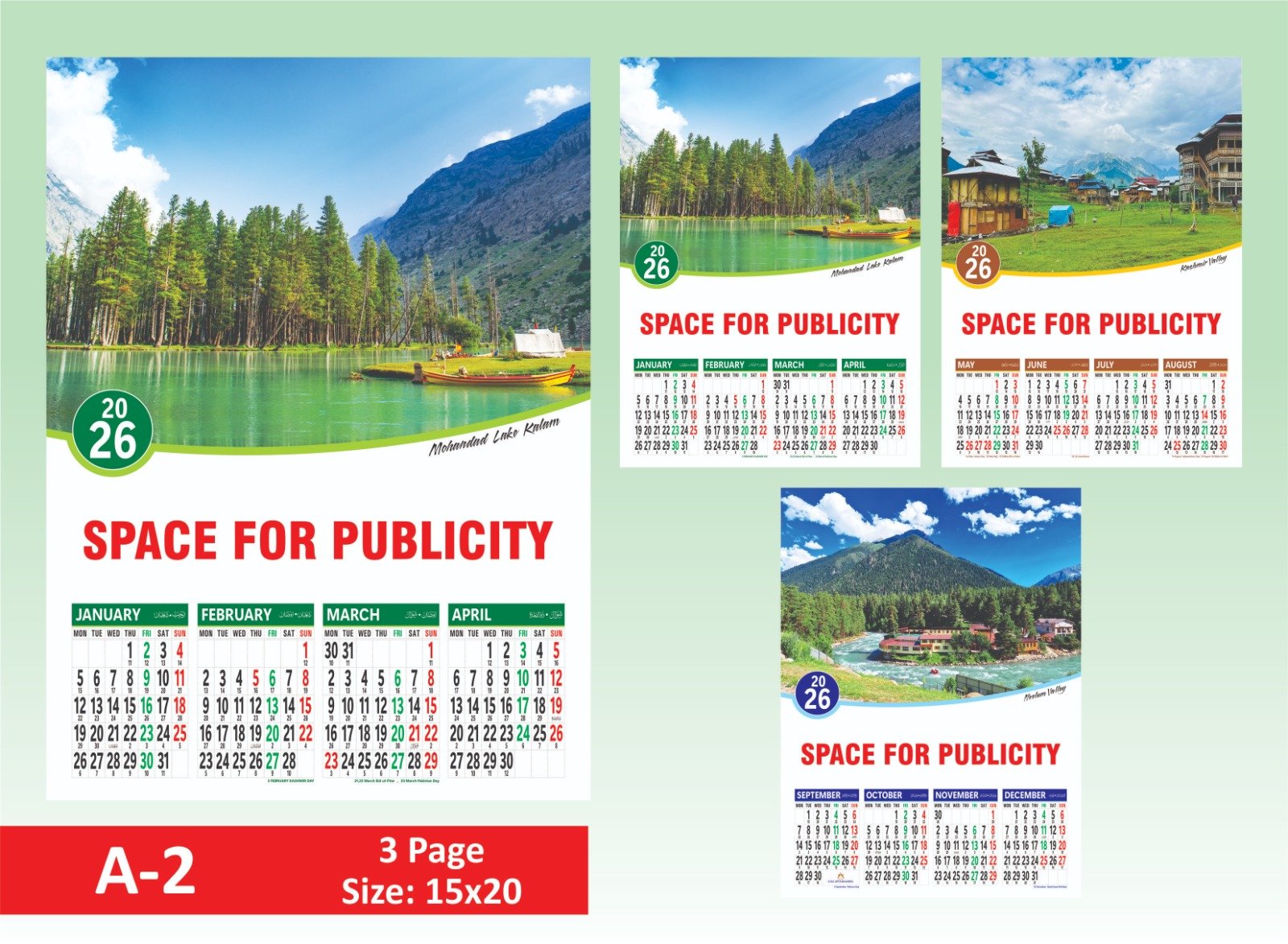 2026 Calendar A Series | 3 Page Card Calendar 4 months on a page - Image 2