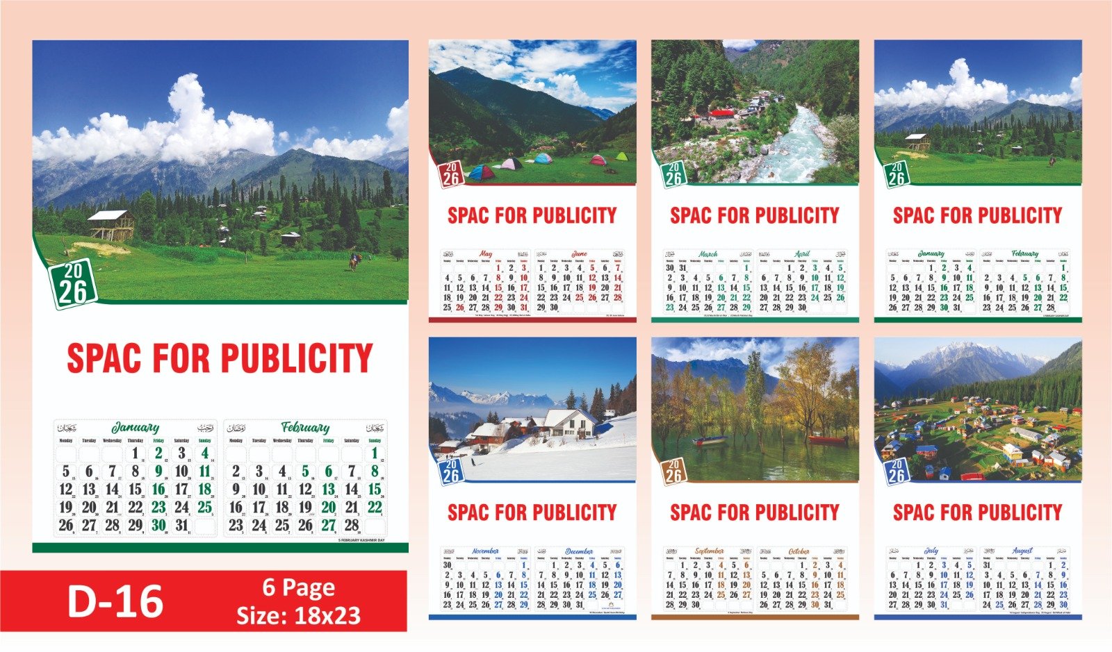 2026 Calendar D Series | 6 Page Calendar 2 months on a page - Image 4
