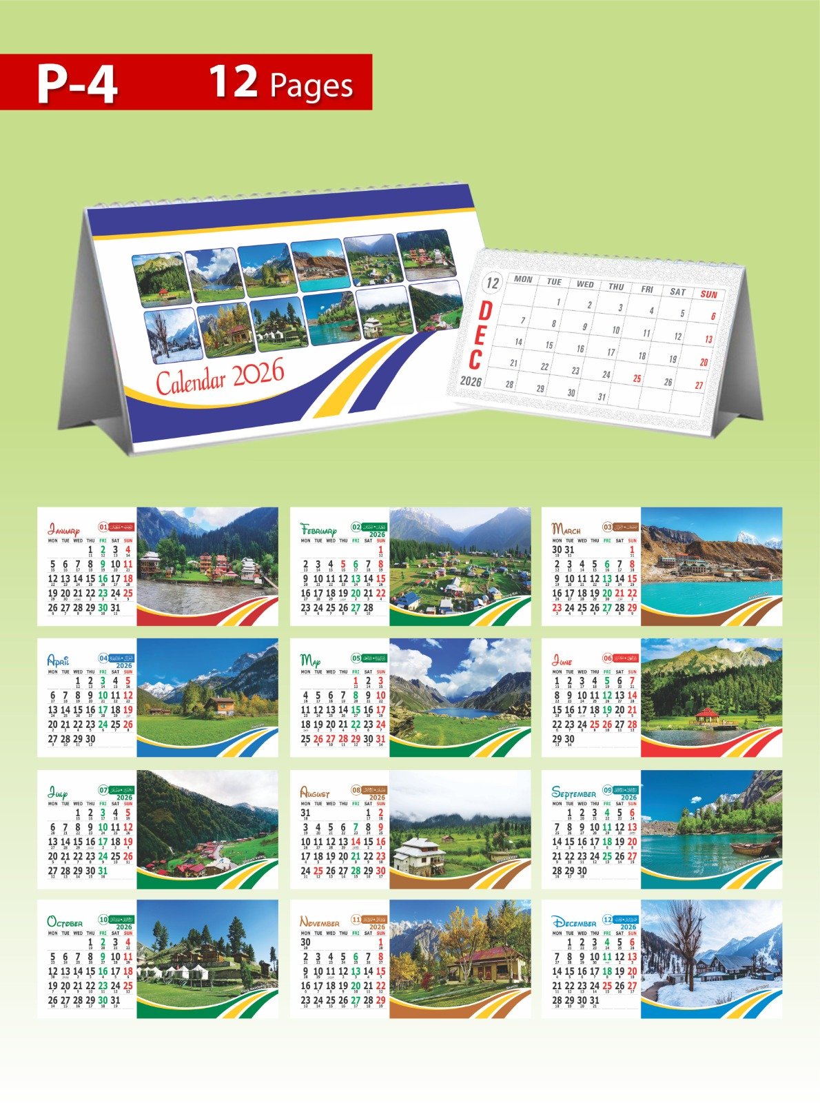2026 Calendar P Series | 12 Page Card Calendar 1 month on a page - Image 5