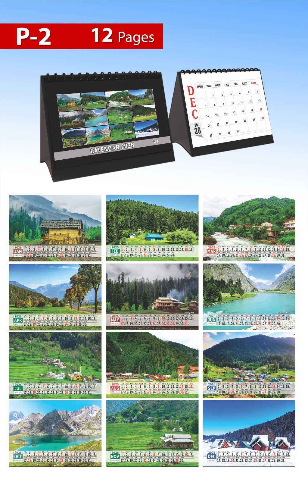 2026 Calendar P Series | 12 Page Card Calendar 1 month on a page - Image 4