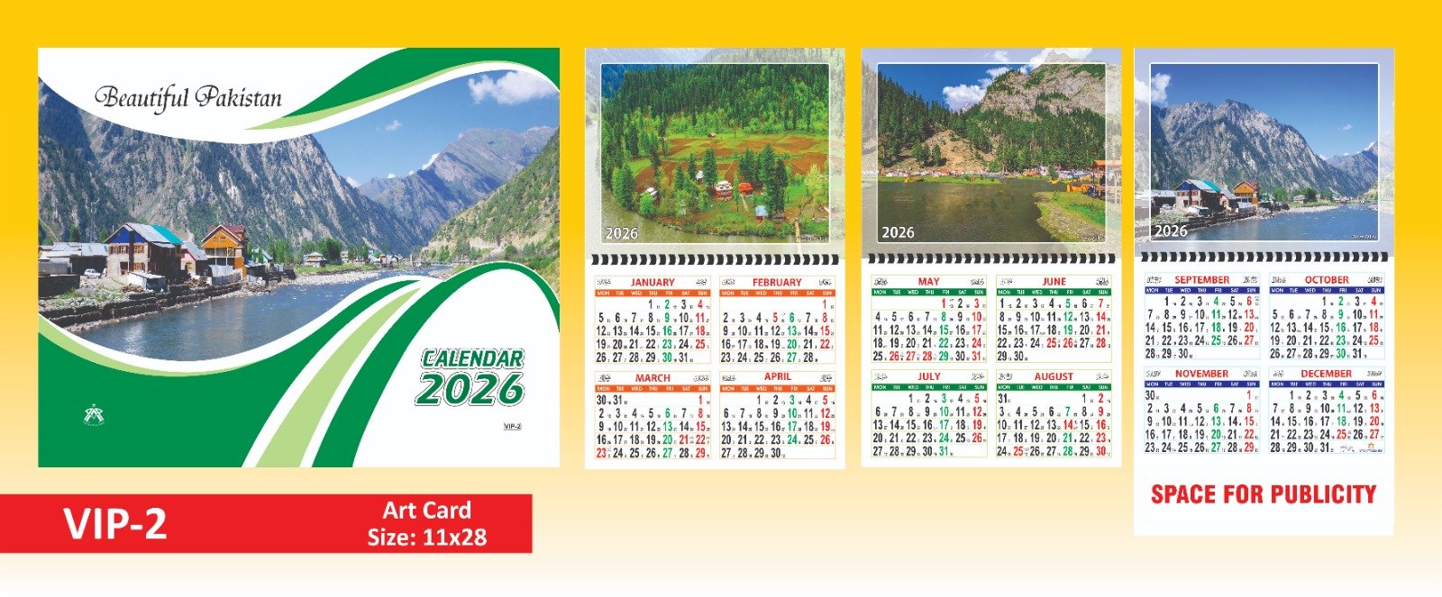 2026 Calendar VIP Series | 3 Page Card Calendar 4 months on a page - Image 3