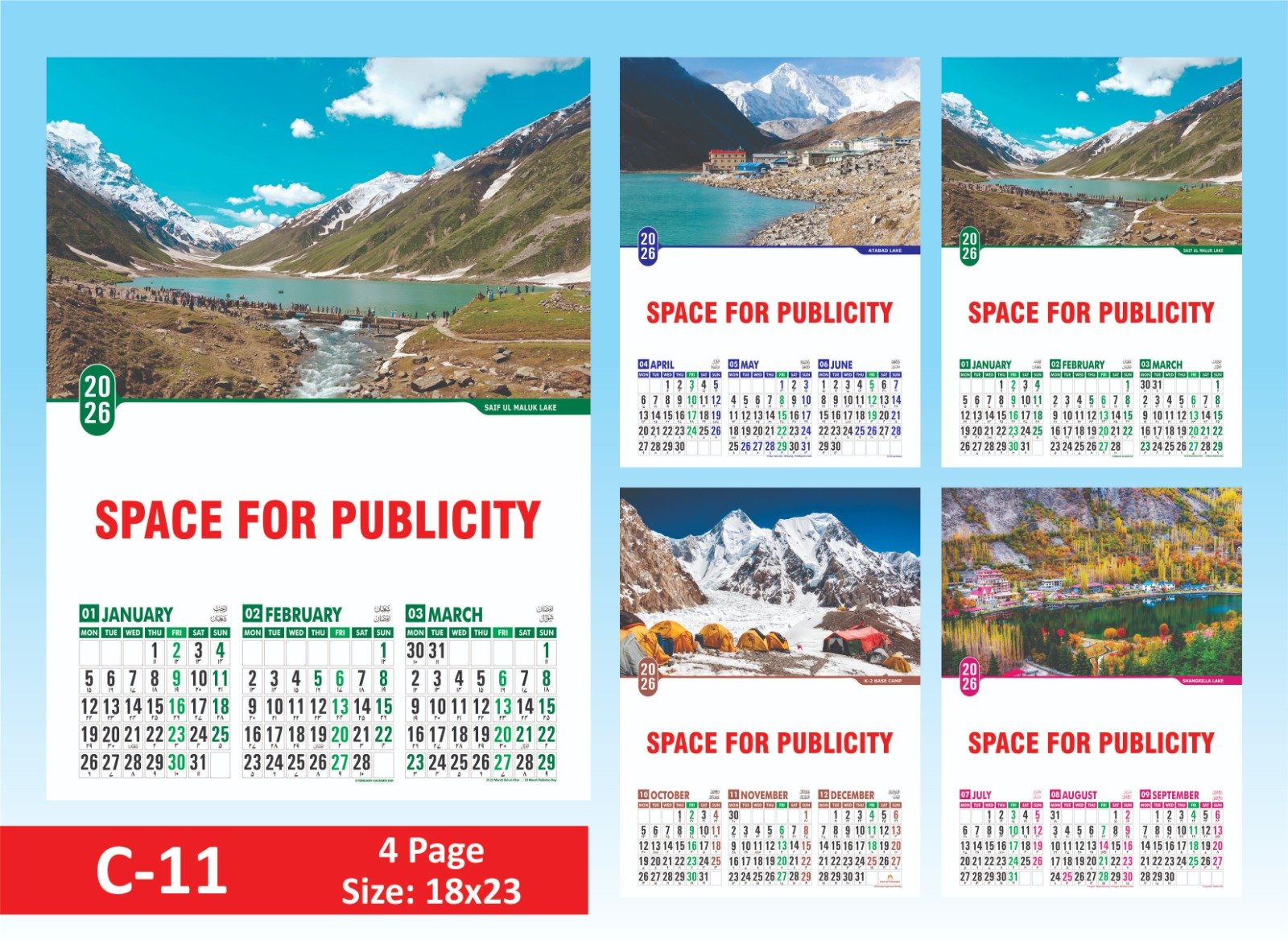 2026 Calendar C Series | 4 Page Calendar 3 months on a page - Image 2