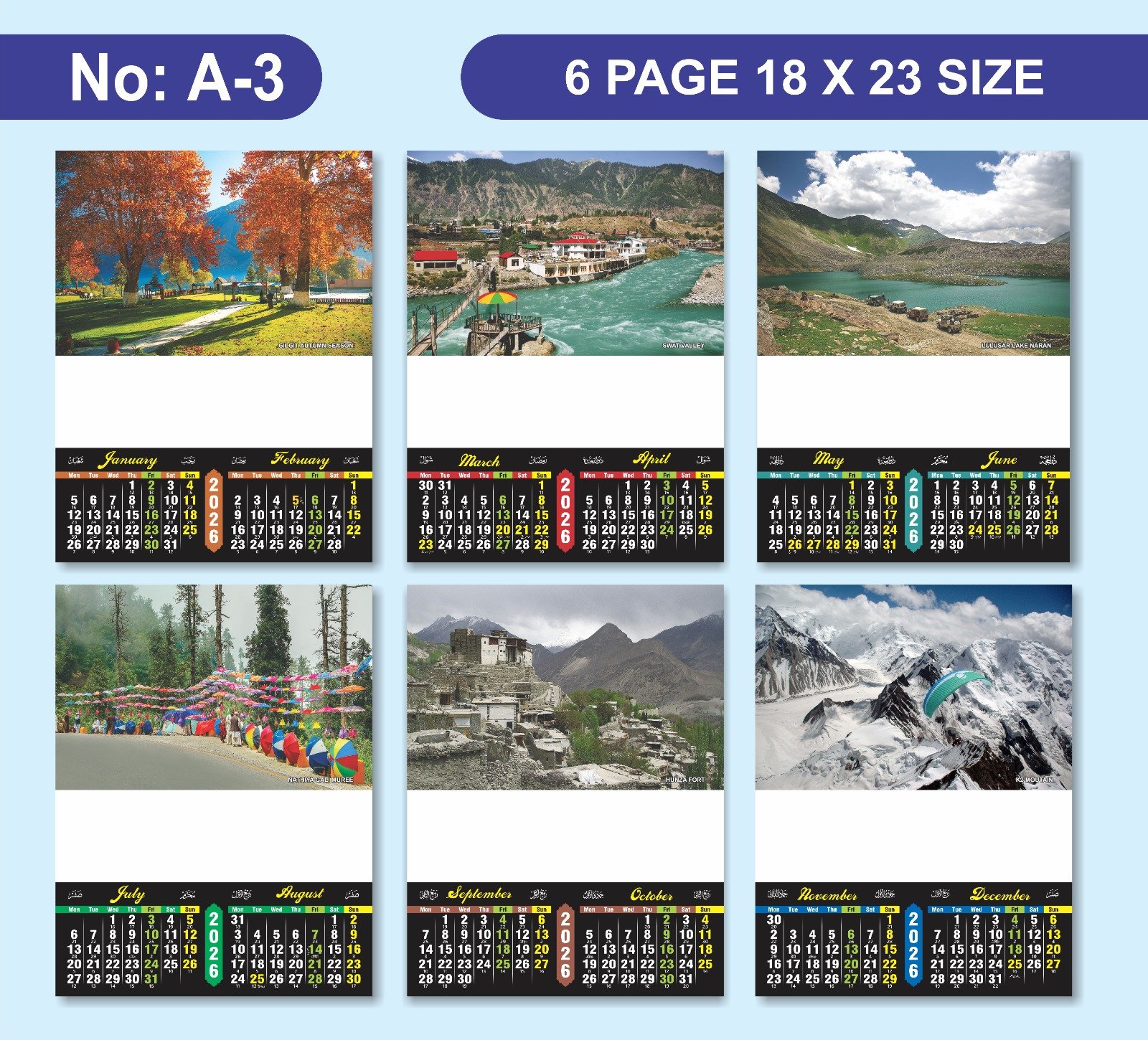 2026 Calendar A Series | 6 Page Calendar 2 months on a page - Image 3